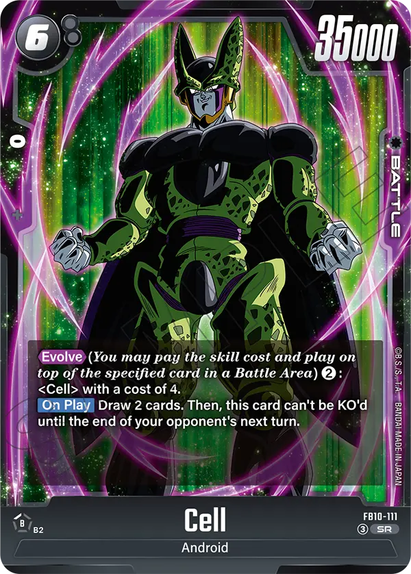 2026 Dragon Ball Super Card Game Fusion World Cross Force (FB10) #FB10-111 Cell; official card image from the Bandai card database; publisher sample markings retained