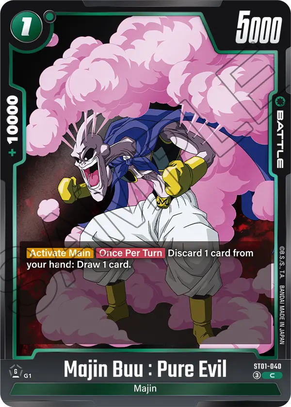 2026 Dragon Ball Super Card Game Fusion World Story Booster 01 (ST01) #ST01-040 Majin Buu : Pure Evil; official card image from the Bandai card database; publisher sample markings retained