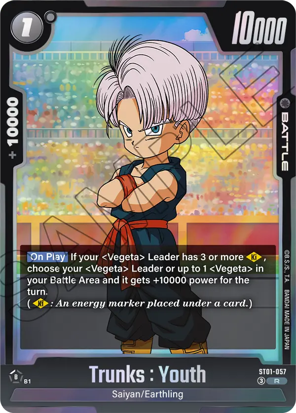2026 Dragon Ball Super Card Game Fusion World Story Booster 01 (ST01) #ST01-057 Trunks : Youth; official card image from the Bandai card database; publisher sample markings retained