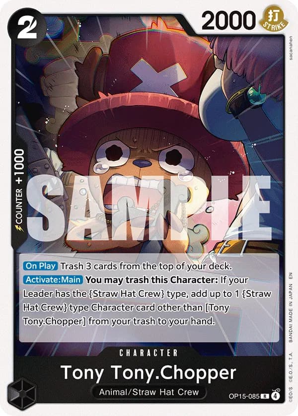 2026 One Piece Card Game Adventure on Kami's Island (OP15-EB04) #OP15-085 Tony Tony.Chopper; official card image from the Bandai card list; publisher sample markings retained
