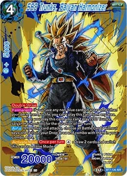 2019 Dragon Ball Super Card Game Masters Assault of the Saiyans (DBS-B07) #BT7-126 SS3 Trunks, Saiyan Harmonizer Infinite Saiyan Rare; official card image from the Bandai card database; publisher sample markings retained where present