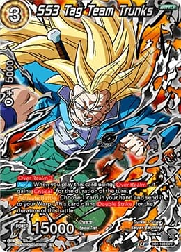 2019 Dragon Ball Super Card Game Masters Draft Box 04 Dragon Brawl #DB1-103 SS3 Tag Team Trunks Duo Power Rare; official card image from the Bandai card database; publisher sample markings retained where present