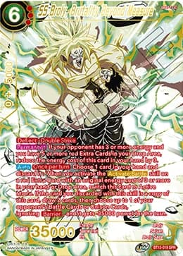 2021 Dragon Ball Super Card Game Masters Saiyan Showdown (DBS-B15) #BT15-019_SPR SS Broly, Brutality Beyond Measure Special Rare; official card image from the Bandai card database; publisher sample markings retained where present