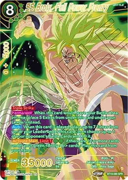 2022 Dragon Ball Super Card Game Masters Fighter's Ambition (DBS-B19) #BT19-088_SPR SS Broly, Full Power Frenzy Special Rare; official card image from the Bandai card database; publisher sample markings retained where present