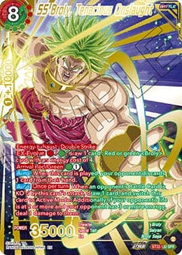 2023 Dragon Ball Super Card Game Masters Critical Blow (DBS-B22) #BT22-132_SPR SS Broly, Tenacious Onslaught Special Rare; official card image from the Bandai card database; publisher sample markings retained where present