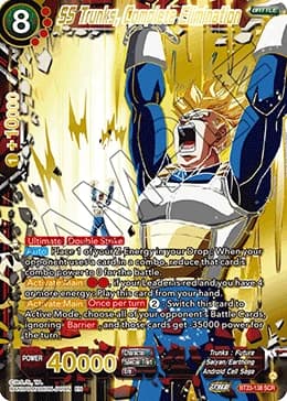 2023 Dragon Ball Super Card Game Masters Perfect Combination (DBS-B23) #BT23-138 SS Trunks, Complete Elimination Secret Rare; official card image from the Bandai card database; publisher sample markings retained where present