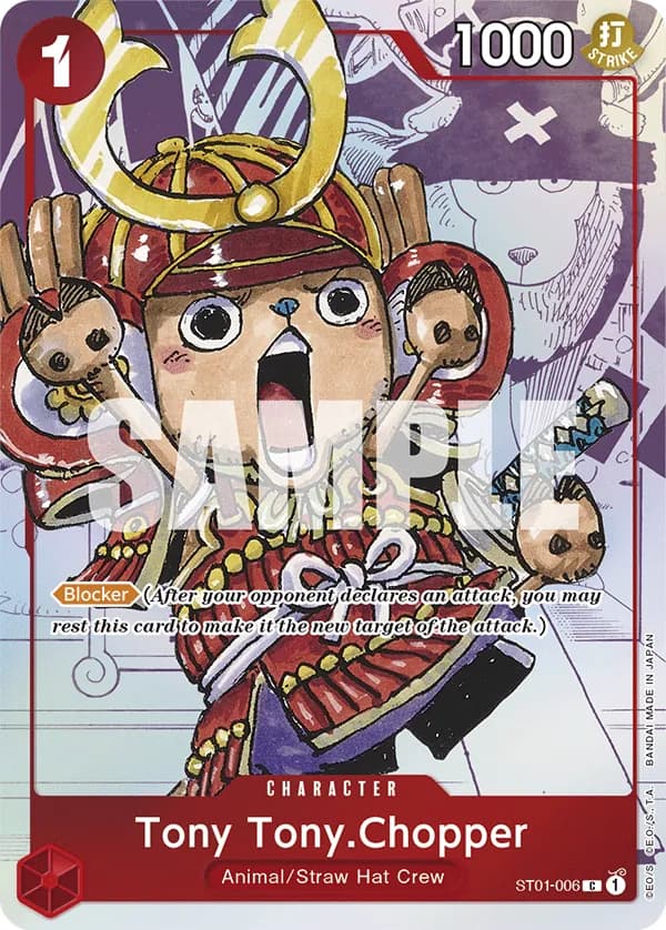 2023 One Piece Card Game Premium Card Collection -25th Edition- #ST01-006 Tony Tony.Chopper Parallel; official card image from the Bandai card list; publisher sample markings retained