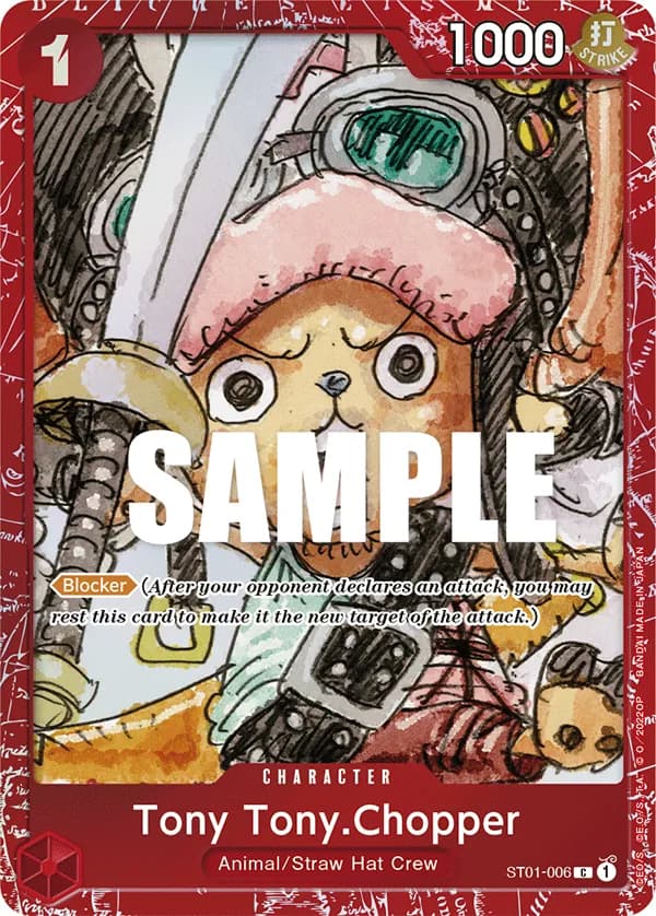 2023 One Piece Card Game Premium Card Collection -FILM RED Edition- #ST01-006 Tony Tony.Chopper Parallel; official card image from the Bandai card list; publisher sample markings retained