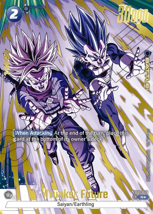 2024 Dragon Ball Super Card Game Fusion World Raging Roar (FB03) #FB01-049 Trunks : Future Parallel; official card image from the Bandai card database; publisher sample markings retained