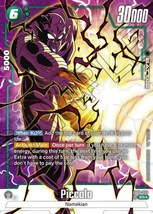 2024 Dragon Ball Super Card Game Fusion World Raging Roar (FB03) #FB03-070 Piccolo Parallel; official card image from the Bandai card database; publisher sample markings retained
