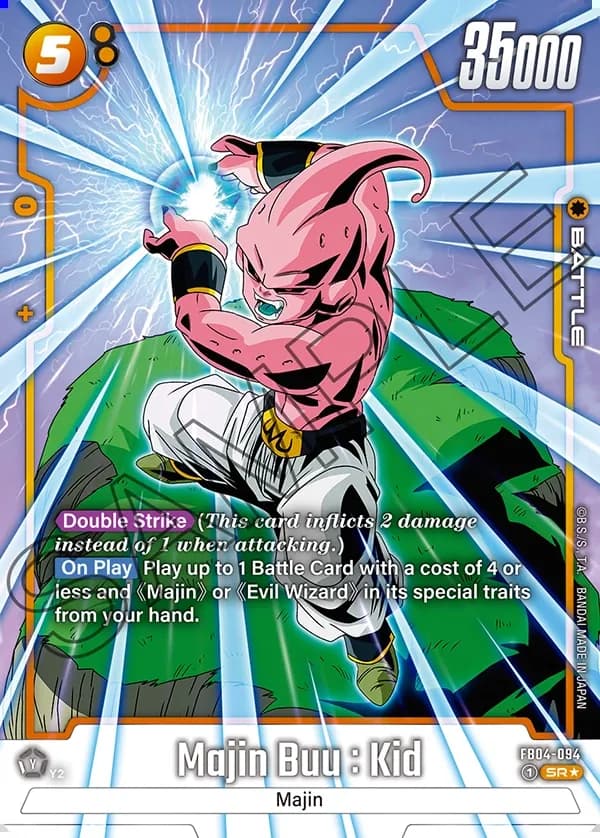 2024 Dragon Ball Super Card Game Fusion World Ultra Limit (FB04) #FB04-094 Majin Buu : Kid Parallel; official card image from the Bandai card database; publisher sample markings retained