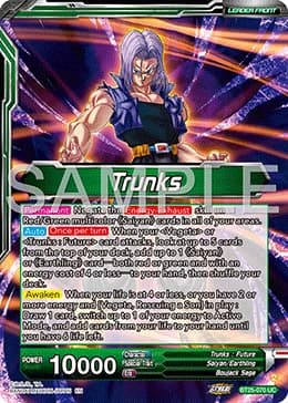2024 Dragon Ball Super Card Game Masters Legend of the Dragon Balls (DBS-B25) #BT25-070_PR Trunks Special Leader Rare; official card image from the Bandai card database; publisher sample markings retained where present