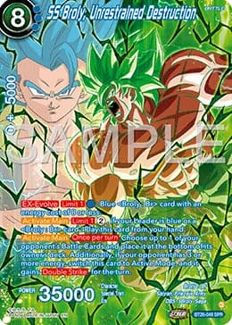 2024 Dragon Ball Super Card Game Masters Ultimate Advent (DBS-B26) #BT26-049_SPR SS Broly, Unrestrained Destruction Special Rare; official card image from the Bandai card database; publisher sample markings retained where present