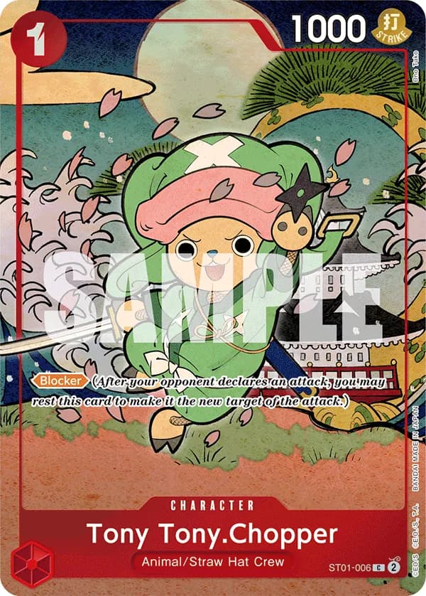 2024 One Piece Card Game English Version 1st Anniversary Set #ST01-006 Tony Tony.Chopper Parallel; official card image from the Bandai card list; publisher sample markings retained