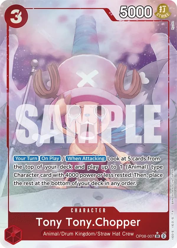 2024 One Piece Card Game Two Legends (OP-08) #OP08-007 Tony Tony.Chopper Parallel; official card image from the Bandai card list; publisher sample markings retained