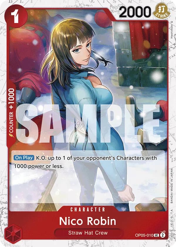 2024 One Piece Card Game One Piece Card The Best (PRB-01) #OP05-010 Nico Robin Parallel; official card image from the Bandai card list; publisher sample markings retained