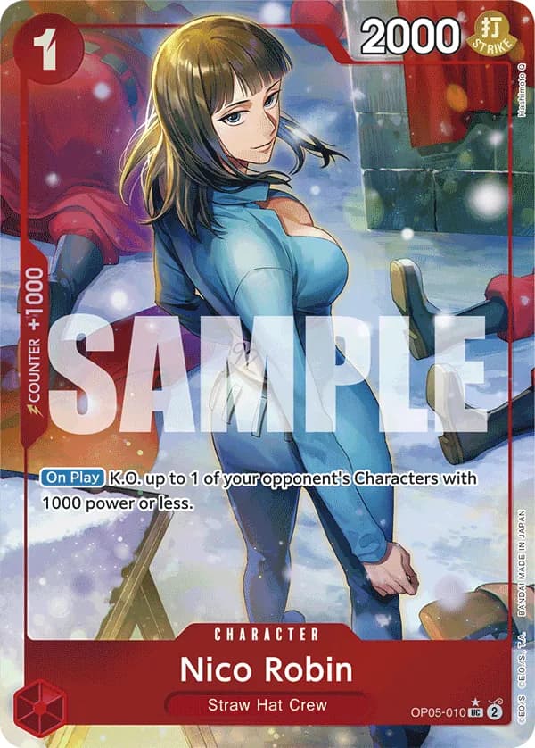 2024 One Piece Card Game One Piece Card The Best (PRB-01) #OP05-010 Nico Robin Parallel; official card image from the Bandai card list; publisher sample markings retained