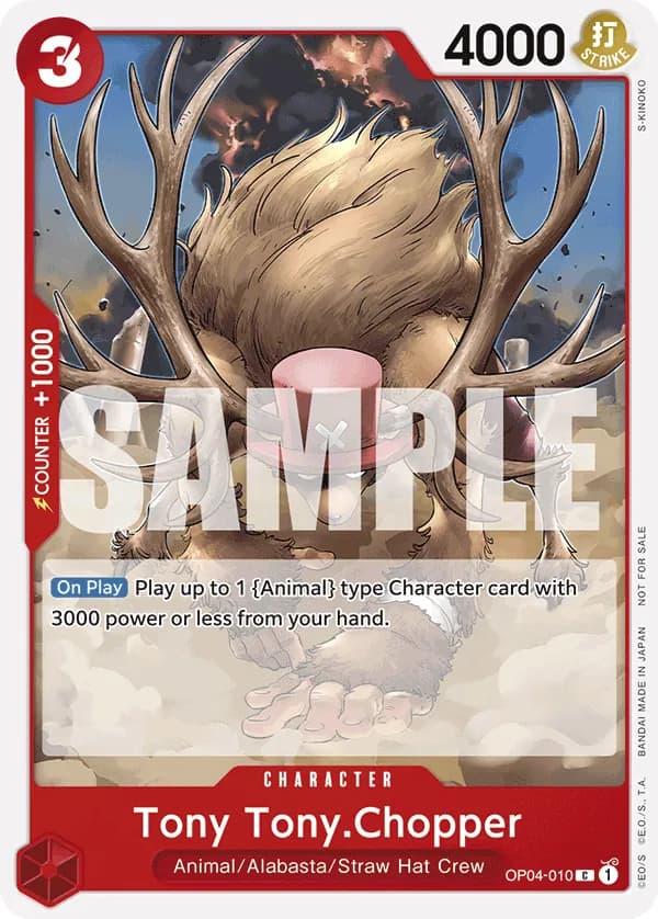 2024 One Piece Card Game Tournament Pack 2024 Oct.-Dec. #OP04-010 Tony Tony.Chopper Parallel; official card image from the Bandai card list; publisher sample markings retained