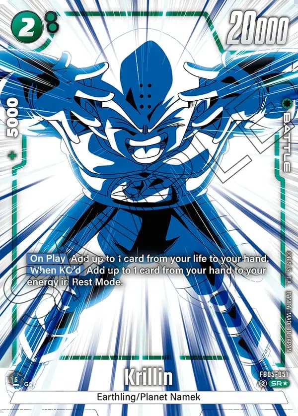 2025 Dragon Ball Super Card Game Fusion World New Adventure (FB05) #FB05-051 Krillin Parallel; official card image from the Bandai card database; publisher sample markings retained