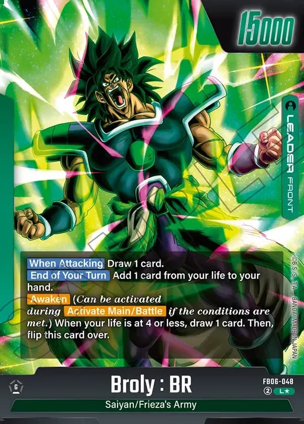 2025 Dragon Ball Super Card Game Fusion World Rivals Clash (FB06) #FB06-048 Broly : BR Parallel; official card image from the Bandai card database; publisher sample markings retained