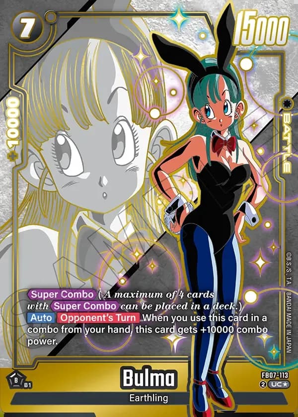 2025 Dragon Ball Super Card Game Fusion World Wish for Shenron (FB07) #FB07-113 Bulma Parallel; official card image from the Bandai card database; publisher sample markings retained