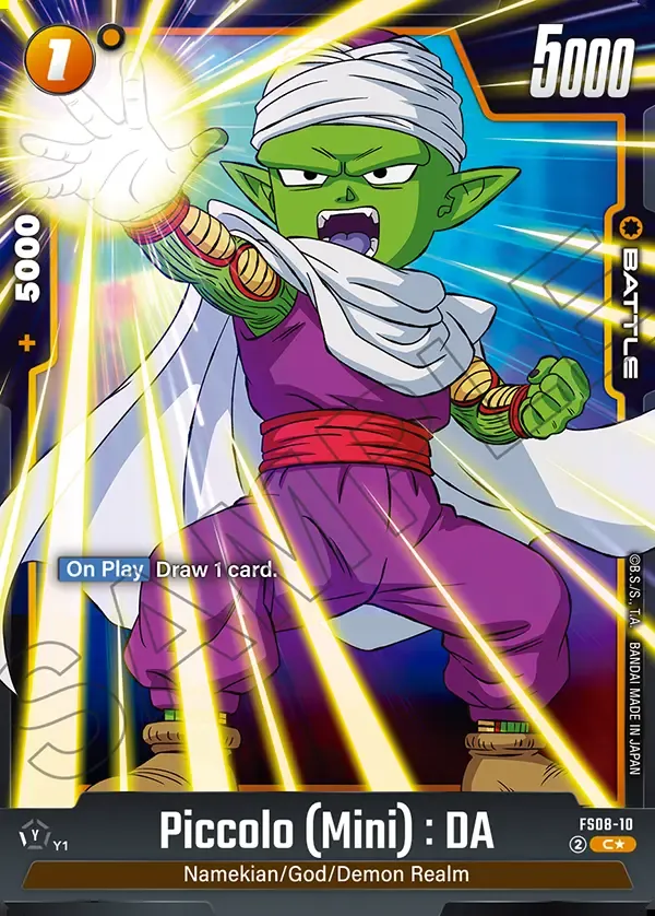 2025 Dragon Ball Super Card Game Fusion World Starter Deck Vegeta (Mini) Super Saiyan 3 (FS08) #FS08-10 Piccolo (Mini) : DA Parallel; official card image from the Bandai card database; publisher sample markings retained