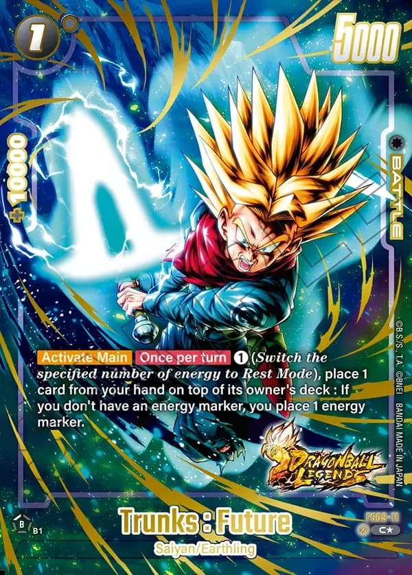 2025 Dragon Ball Super Card Game Fusion World Starter Deck EX Shallot (FS09) #FS09-11 Trunks : Future Parallel; official card image from the Bandai card database; publisher sample markings retained