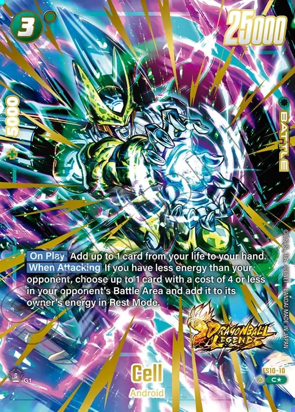 2025 Dragon Ball Super Card Game Fusion World Starter Deck EX Giblet (FS10) #FS10-10 Cell Parallel; official card image from the Bandai card database; publisher sample markings retained