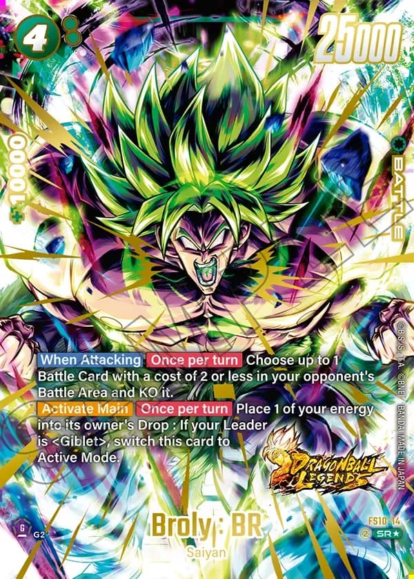 2025 Dragon Ball Super Card Game Fusion World Starter Deck EX Giblet (FS10) #FS10-14 Broly : BR Parallel; official card image from the Bandai card database; publisher sample markings retained