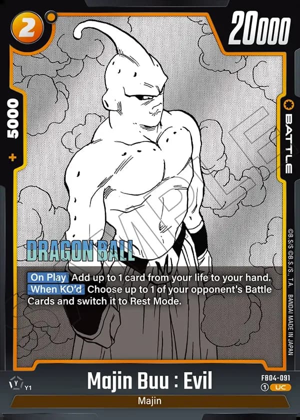 2025 Dragon Ball Super Card Game Fusion World Manga Booster 01 (SB01) #FB04-091 Majin Buu : Evil Parallel; official card image from the Bandai card database; publisher sample markings retained