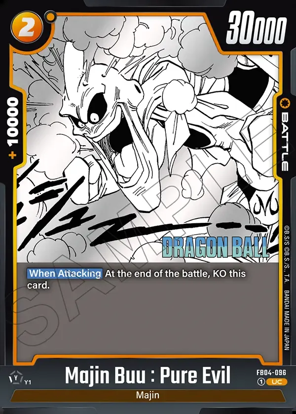 2025 Dragon Ball Super Card Game Fusion World Manga Booster 01 (SB01) #FB04-096 Majin Buu : Pure Evil Parallel; official card image from the Bandai card database; publisher sample markings retained