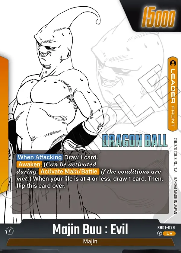 2025 Dragon Ball Super Card Game Fusion World Manga Booster 01 (SB01) #SB01-029 Majin Buu : Evil Parallel; official card image from the Bandai card database; publisher sample markings retained
