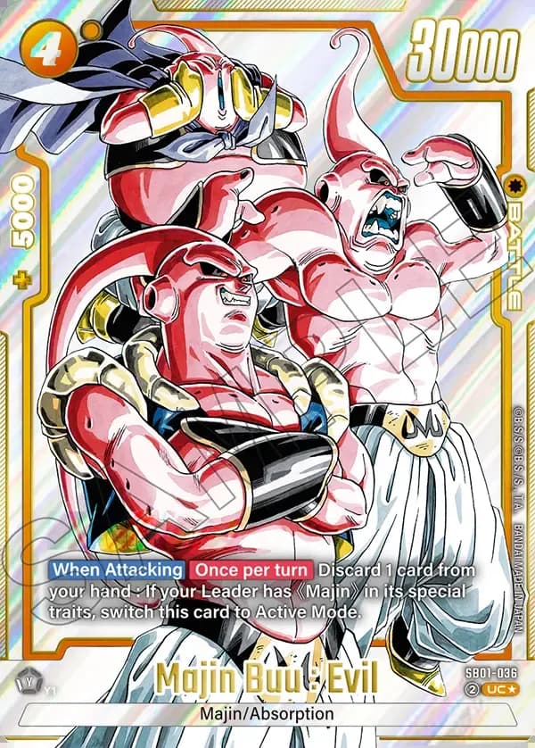 2025 Dragon Ball Super Card Game Fusion World Manga Booster 01 (SB01) #SB01-036 Majin Buu : Evil Parallel; official card image from the Bandai card database; publisher sample markings retained