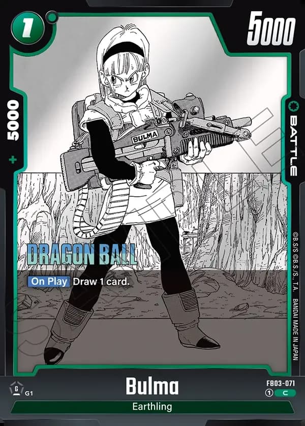 2025 Dragon Ball Super Card Game Fusion World Manga Booster 02 (SB02) #FB03-071 Bulma Parallel; official card image from the Bandai card database; publisher sample markings retained