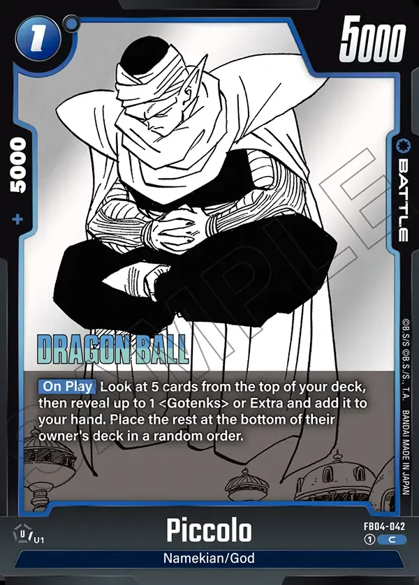 2025 Dragon Ball Super Card Game Fusion World Manga Booster 02 (SB02) #FB04-042 Piccolo Parallel; official card image from the Bandai card database; publisher sample markings retained