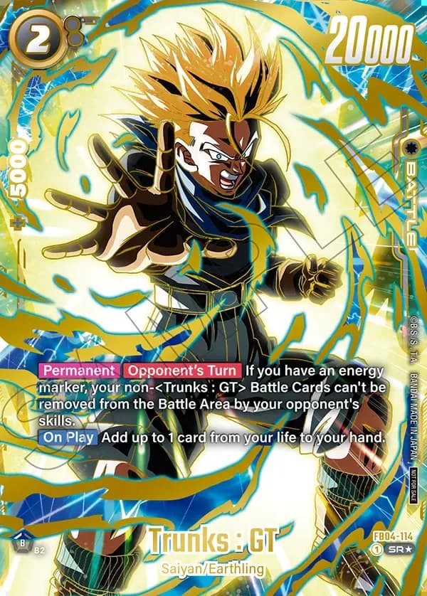 2025 Dragon Ball Super Card Game Fusion World Ultimate Battle 2025 Vol.1 BEST8 #FB04-114 Trunks : GT Parallel; official card image from the Bandai card database; publisher sample markings retained