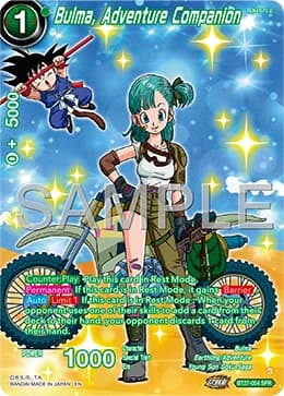 2025 Dragon Ball Super Card Game Masters History of Z (DBS-B27) #BT27-054_SPR Bulma, Adventure Companion Special Rare; official card image from the Bandai card database; publisher sample markings retained where present