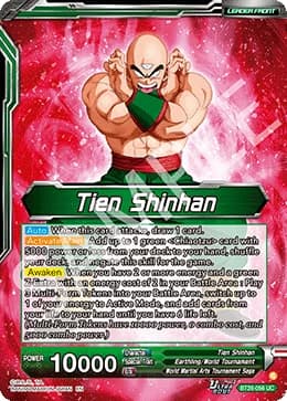 2025 Dragon Ball Super Card Game Masters Prismatic Clash (DBS-B28) #BT28-056_PR Tien Shinhan Special Leader Rare; official card image from the Bandai card database; publisher sample markings retained where present