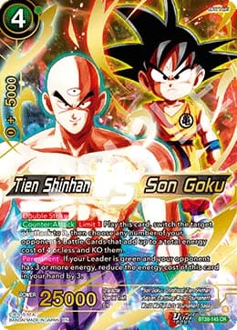 2025 Dragon Ball Super Card Game Masters Prismatic Clash (DBS-B28) #BT28-145 Tien Shinhan VS Son Goku Concept Rare; official card image from the Bandai card database; publisher sample markings retained where present