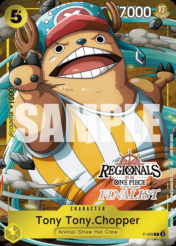 2025 One Piece Card Game Offline Regional Finalist Card Set 2025 Vol.2 #P-089 Tony Tony.Chopper Parallel; official card image from the Bandai card list; publisher sample markings retained