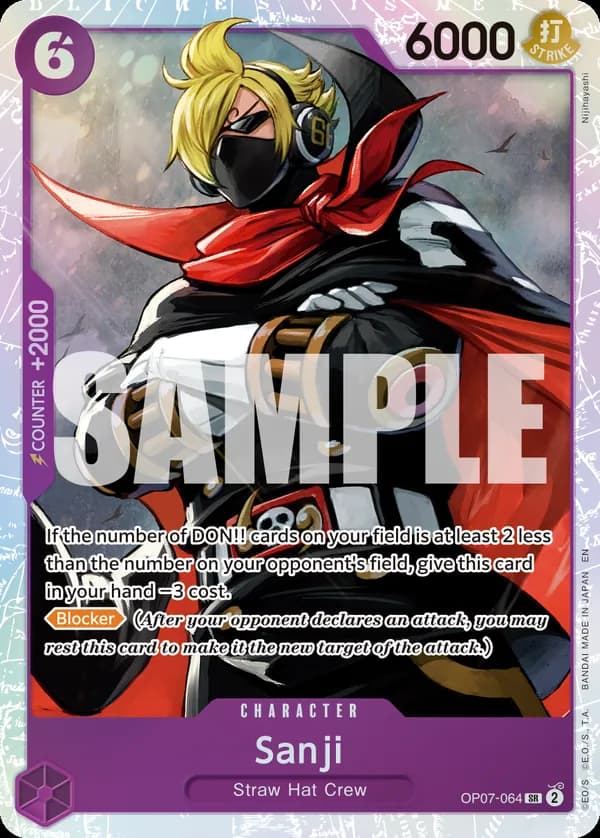 2025 One Piece Card Game One Piece Card The Best Vol. 2 (PRB-02) #OP07-064 Sanji Reprint; official card image from the Bandai card list; publisher sample markings retained
