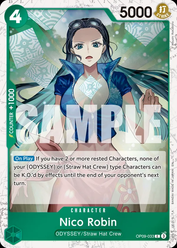 2025 One Piece Card Game One Piece Card The Best Vol. 2 (PRB-02) #OP09-033 Nico Robin Parallel; official card image from the Bandai card list; publisher sample markings retained