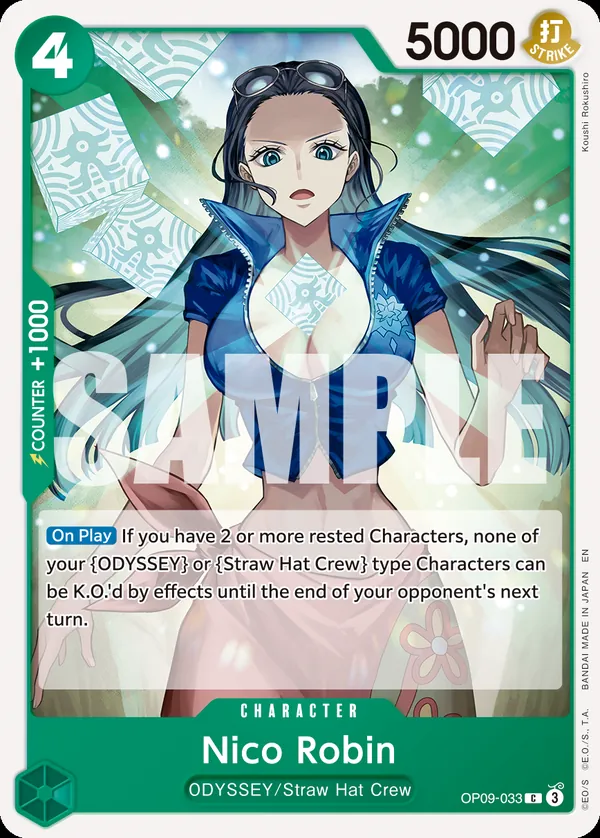 2025 One Piece Card Game One Piece Card The Best Vol. 2 (PRB-02) #OP09-033 Nico Robin Reprint; official card image from the Bandai card list; publisher sample markings retained