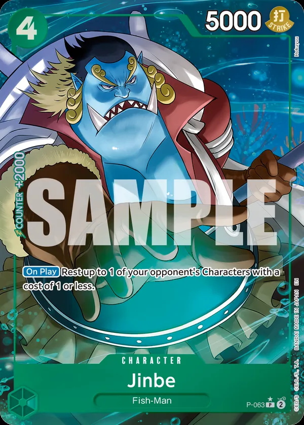 2025 One Piece Card Game One Piece Card The Best Vol. 2 (PRB-02) #P-063 Jinbe Parallel; official card image from the Bandai card list; publisher sample markings retained