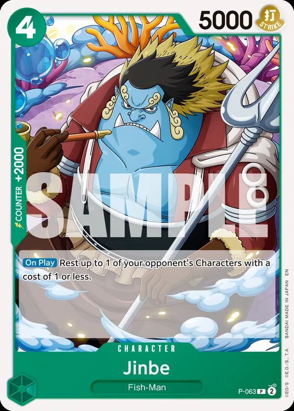 2025 One Piece Card Game One Piece Card The Best Vol. 2 (PRB-02) #P-063 Jinbe Reprint; official card image from the Bandai card list; publisher sample markings retained