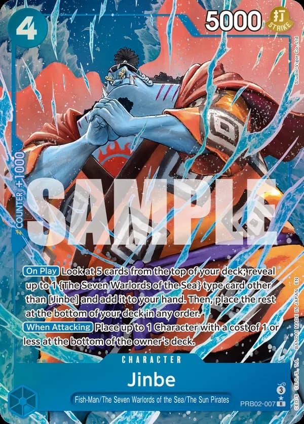 2025 One Piece Card Game One Piece Card The Best Vol. 2 (PRB-02) #PRB02-007 Jinbe Parallel; official card image from the Bandai card list; publisher sample markings retained