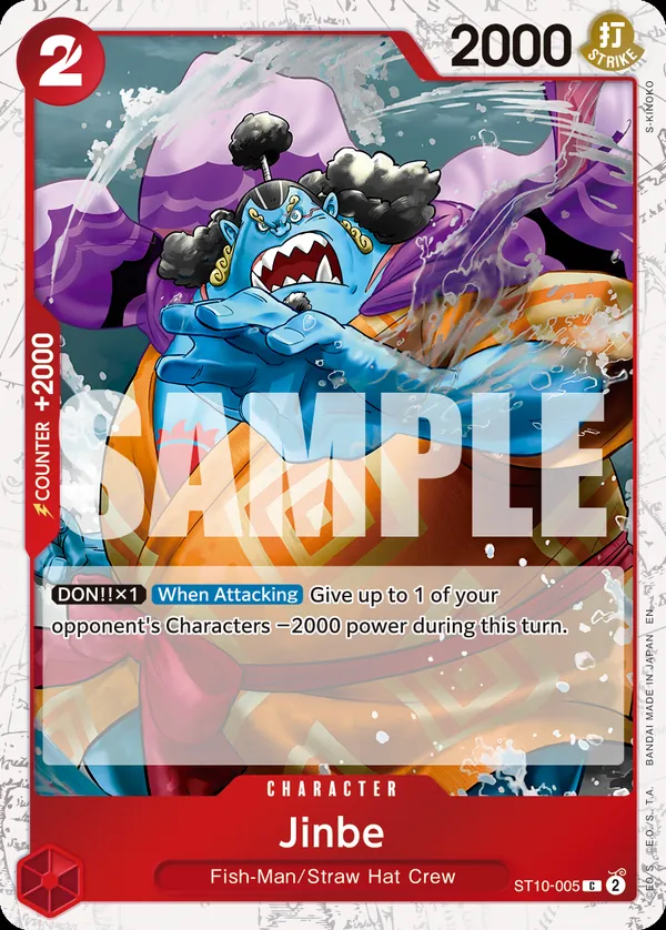 2025 One Piece Card Game One Piece Card The Best Vol. 2 (PRB-02) #ST10-005 Jinbe Parallel; official card image from the Bandai card list; publisher sample markings retained