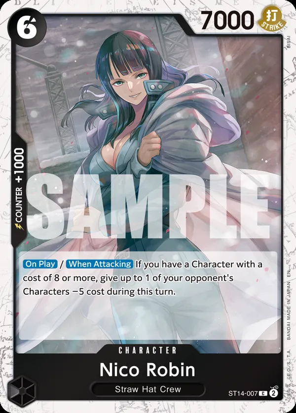 2025 One Piece Card Game One Piece Card The Best Vol. 2 (PRB-02) #ST14-007 Nico Robin Parallel; official card image from the Bandai card list; publisher sample markings retained