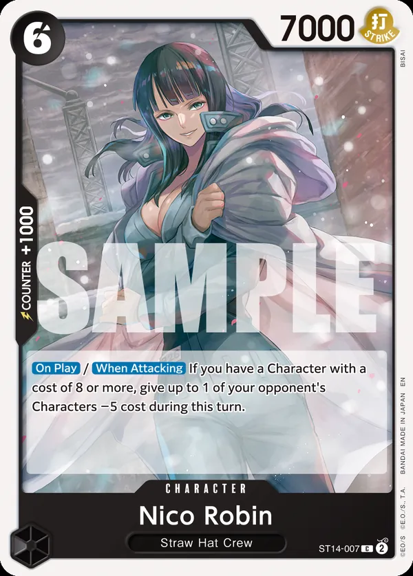 2025 One Piece Card Game One Piece Card The Best Vol. 2 (PRB-02) #ST14-007 Nico Robin Reprint; official card image from the Bandai card list; publisher sample markings retained