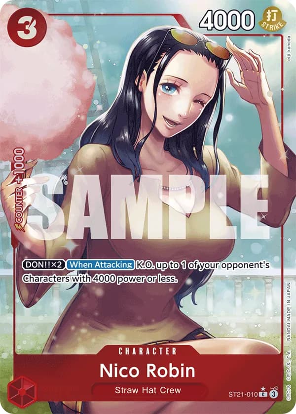 2025 One Piece Card Game GEAR5 (ST-21) #ST21-010 Nico Robin Parallel; official card image from the Bandai card list; publisher sample markings retained